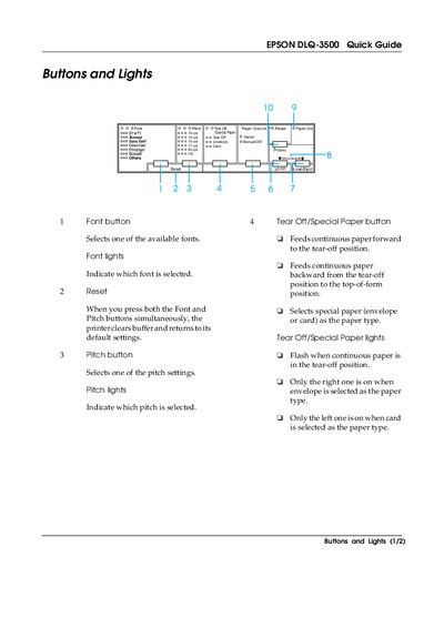 Epson DLQ-3500 Printer Quick Start Guide - cover page