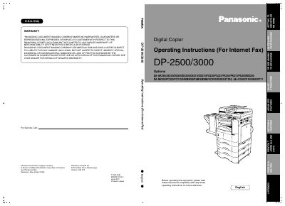 Panasonic DP-2500/3000 Digital Copier Operating Instructions - cover page