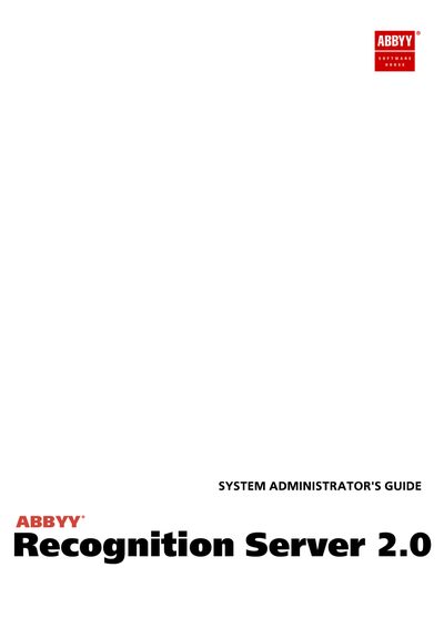 ABBYY Recognition Server 2.0 System Administrator Guide - cover page