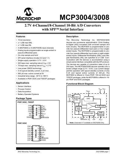 Microchip MCP3004/MCP3008 Datasheet