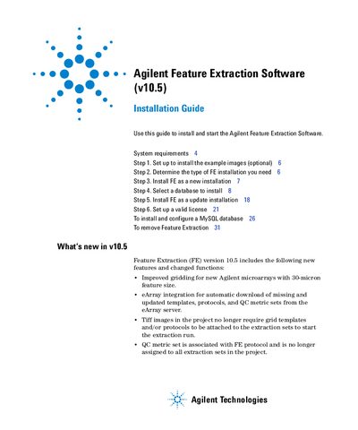 Agilent Feature Extraction Software v10.5 Installation Guide - cover page