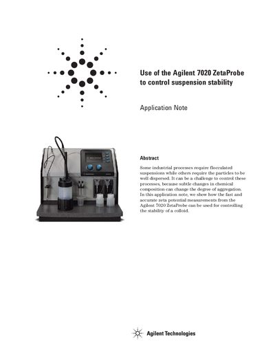Agilent 7020 ZetaProbe Application Note for Controlling Suspension Stability