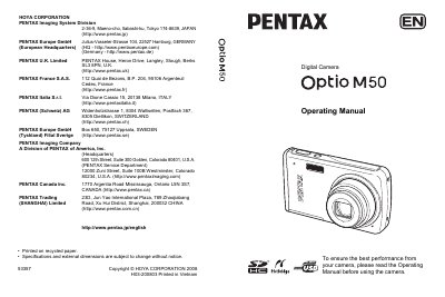 PENTAX digital camera optio M50 Operating Manual - cover page