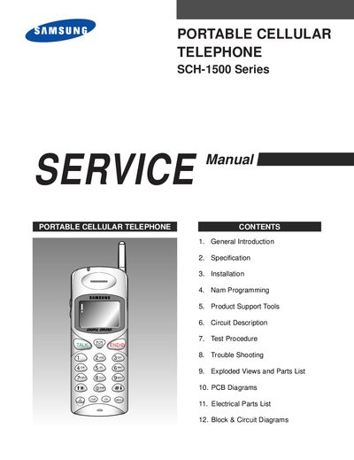 Samsung SCH-1500 Portable Cellular Telephone Service Manual - cover page