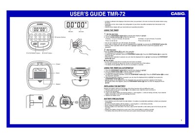 Casio TMR-72 Timer User's Guide - cover page