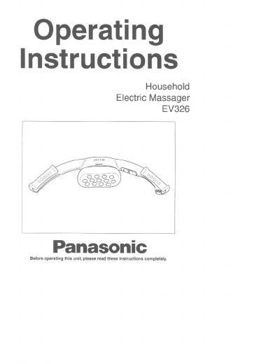 Panasonic EV326 Household Electric Massager Operating Instructions - cover page