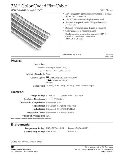 3M 3811 Series Color Coded Flat Cable Handbook - cover page