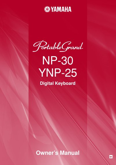 Yamaha NP-30/YNP-25 Digital Keyboard Owner's Manual