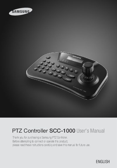 Samsung SCC-1000 PTZ Controller User Manual - cover page