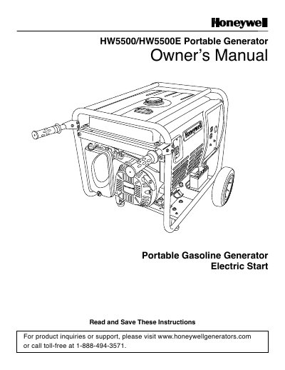 Honeywell HW5500/HW5500E Portable Generator Owner's Manual - cover page