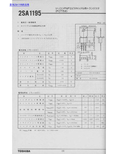 Toshiba 2SA1195 Transistor Handbook - cover page