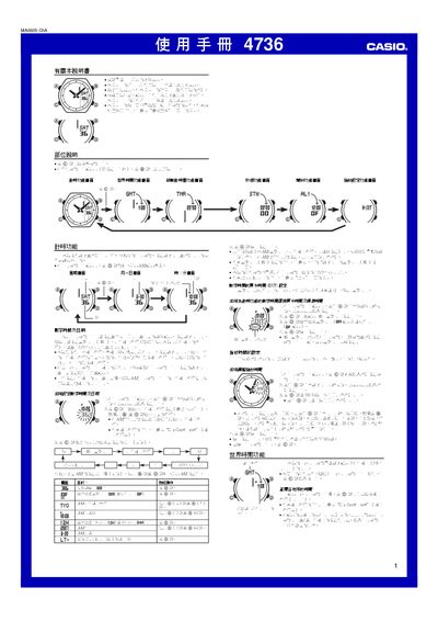 Casio 4736 1MA0605-ChA Watch User Manual - cover page