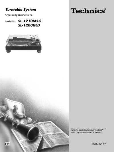 RQT SL-1210M5G/SL-1200GLD Turntable System Operating Instructions