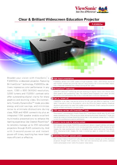 ViewSonic PJD6553w Education Projector User Manual - cover page