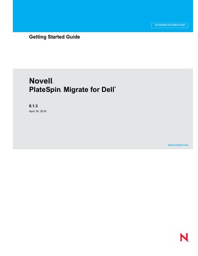 Novell PlateSpin Migrate for Dell 8.1.3 Getting Started Guide - cover page