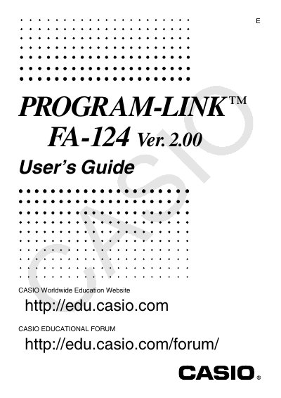 Casio FA-124 Ver. 2.00 User's Guide - cover page