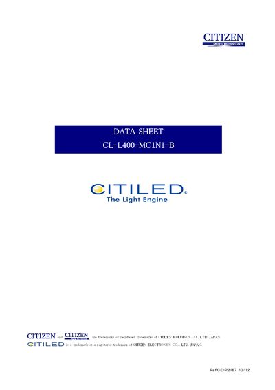 Citizen CL-L400-MC1N1-B LED Package Data Sheet - cover page
