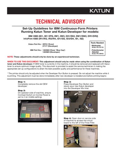IBM 3900 Continuous‑Form Printers Set‑Up Guidelines - cover page
