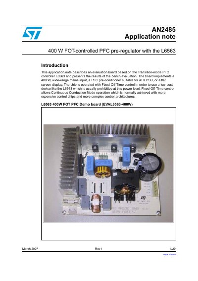 STMicroelectronics AN2485 Application Note - cover page