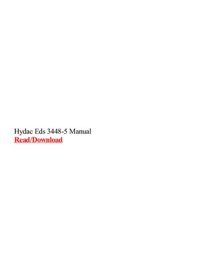 HYDAC EDS 3448-5-0400-000 electronic pressure switch user manual - cover page