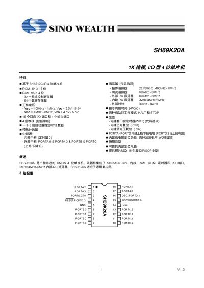 Sino Wealth SH69K20A User Manual