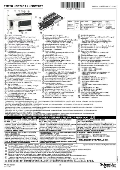 Schneider Electric TM238 LDD24DT LFDC24DT Installation Guide - cover page