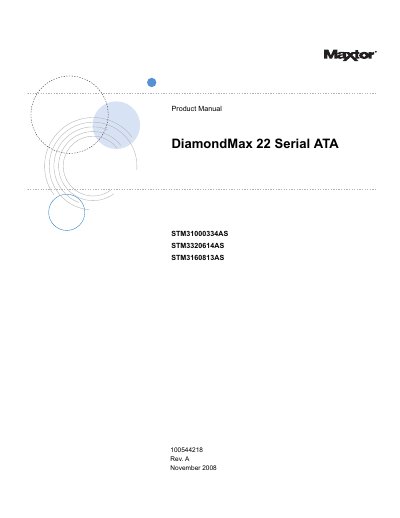 Seagate DiamondMax 22 Serial ATA Product Manual - cover page