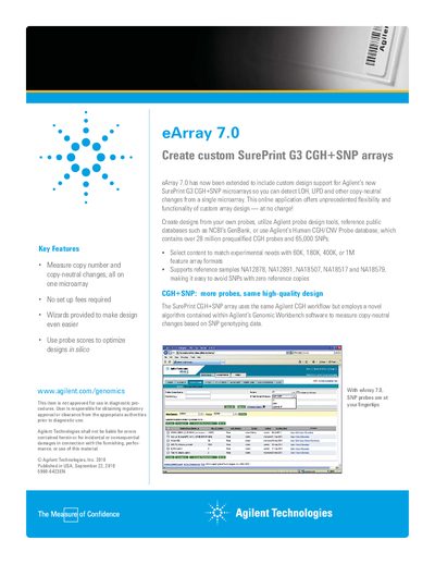 Agilent eArray 7.0 Custom Design Application Guide - cover page