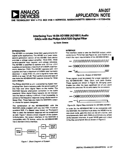 Analog Devices AN-207 Application Note - cover page