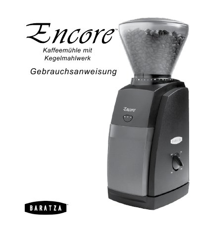 Baratza Encore Burr Grinder User Manual - cover page
