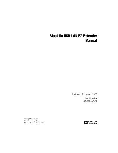 Analog Devices Blackfin USB-LAN EZ-Extender User Manual - cover page