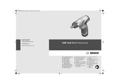 Bosch GSR 10.8 V-LI Professional User Manual - cover page