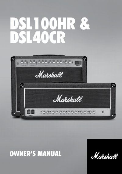 Marshall DSL100HR and DSL40CR Owner's Manual - cover page