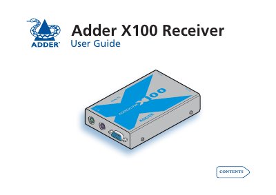 Adder X100 Receiver User Guide - cover page