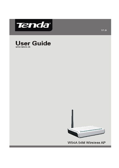 Tenda W54A Wireless AP User Guide - cover page