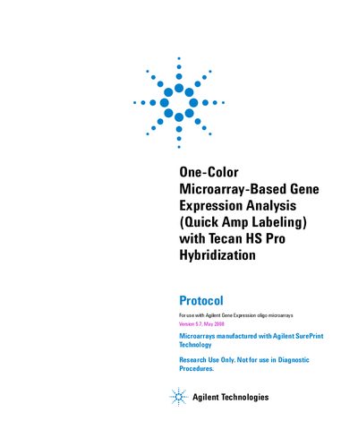 Agilent One-Color Microarray-Based Gene Expression Analysis (Quick Amp Labeling) with Tecan HS Pro Hybridization Protocol - cover page