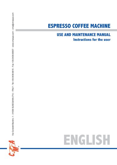 CMA Cay A Espresso Coffee Machine User Manual - cover page