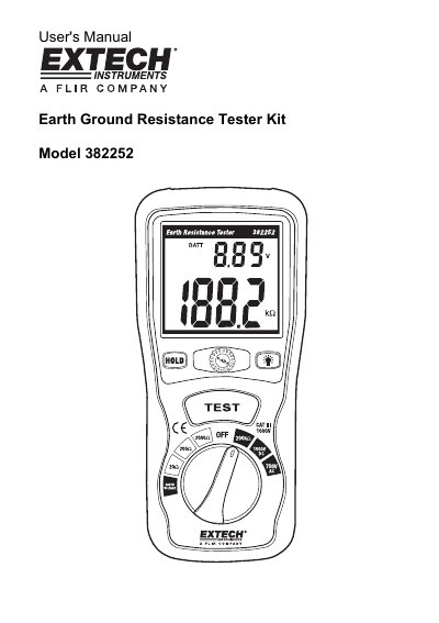 Extech Model 382252 Earth Ground Resistance Tester User's Manual - cover page