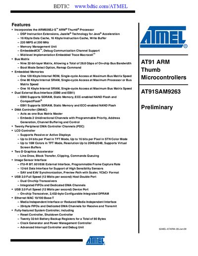 Atmel AT91SAM9263 Handbook