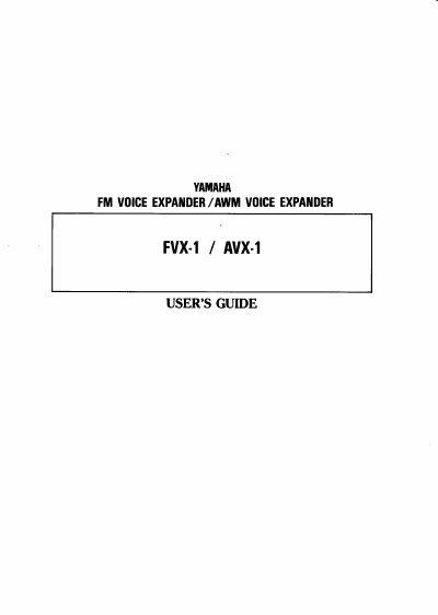 Yamaha FVX-1/AVX-1 Voice Expander User's Guide - cover page