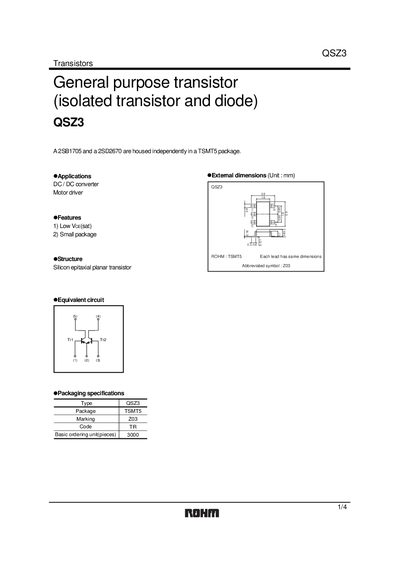 ROHM QSZ3 General‑Purpose Isolated Transistor Datasheet - cover page
