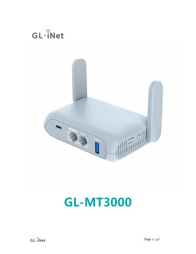 GL.iNet MT3000 Router User Manual - cover page