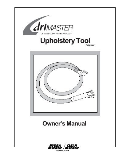 HydraMaster D-163-010 Upholstery Tool Owner's Manual - cover page