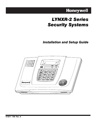 Honeywell LYNXR-2 Series K41/K52/K4D/K45/K44/K59/K42/K50/K53/K4E/K4F Installation Guide - cover page