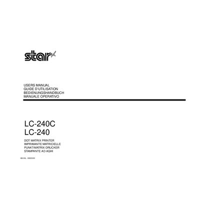 Star LC-240C Dot Matrix Printer User Manual - cover page