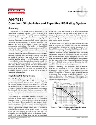 Fairchild AN-7515 Combined Single-Pulse and Repetitive UIS Rating System Application Note - cover page
