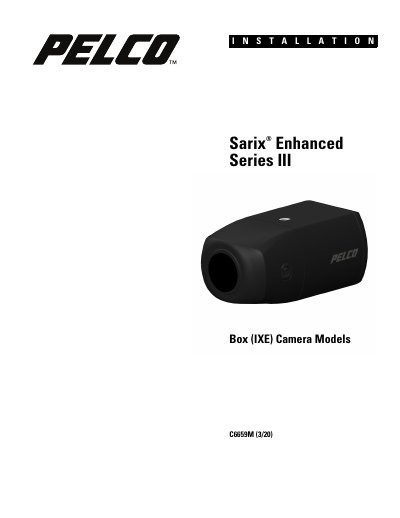 Pelco C6659M Sarix Enhanced III Box Camera Installation Guide - cover page