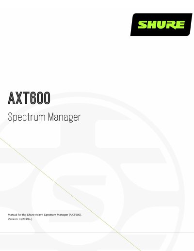 Shure AXT600 Spectrum Manager User Manual - cover page