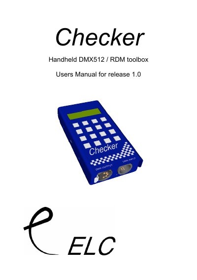 ELC DMX Checker Handheld DMX512/RDM Toolbox User Manual - cover page