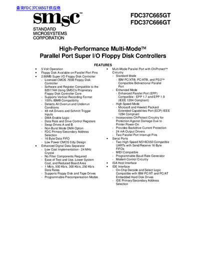 SMSC FDC37C665GT/FDC37C666GT Handbook - cover page